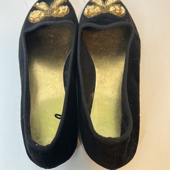 Vintage Gold Bow Slip On Shoes 7 - Picture 3 of 5